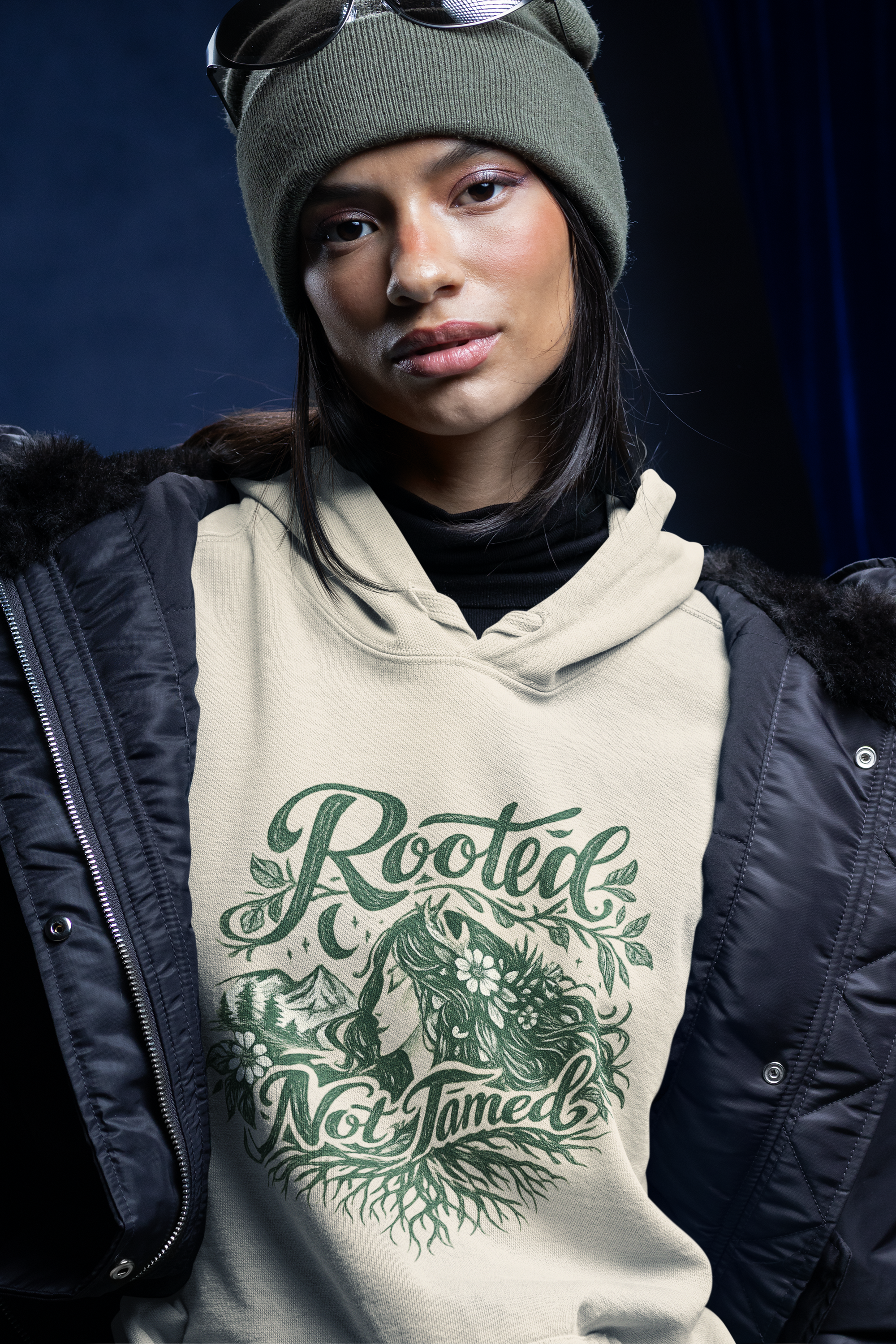 Rooted Not Tamed Hoodie — Botanical Tree Spirit Sweatshirt