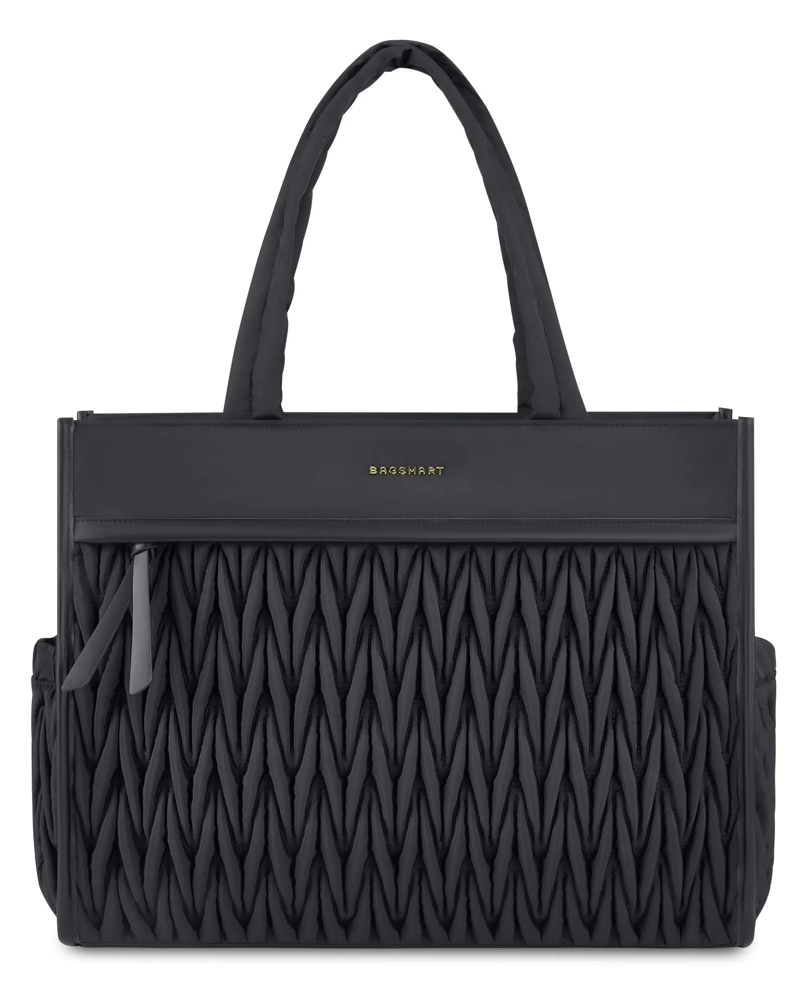 BAGSMART Tote Bag for Women Large Tote Bag with Zipper Black Shoulder Bag Top Handle Handbag for Travel Work