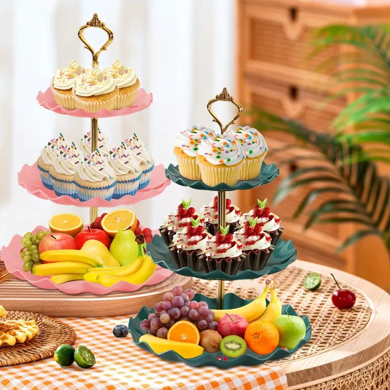 Cake Stand Plastic Dessert Stand Cupcake Holder Multi Layer Fruit Tray for Graduation Party Birthday Wedding Dessert Display