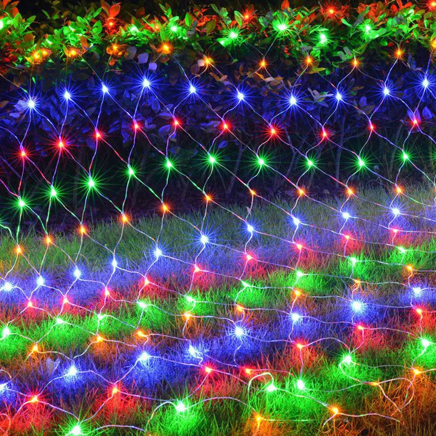 Room Decor Curtain LED Net Mesh Fairy Lights String EU/US Plug Christmas Wedding Garland for Bedroom Garden Wall outdoor