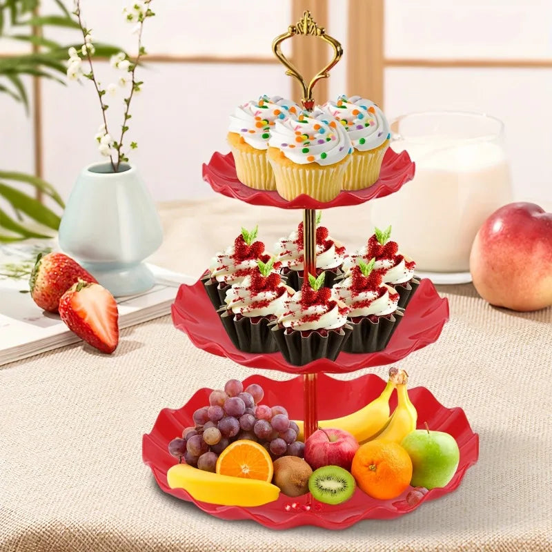 Cake Stand Plastic Dessert Stand Cupcake Holder Multi Layer Fruit Tray for Graduation Party Birthday Wedding Dessert Display