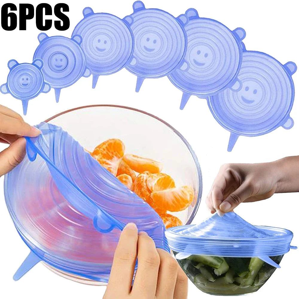 6Pcs Food Grade Silicone Preservation Cover Reusable Airtight