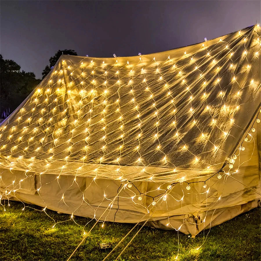 Room Decor Curtain LED Net Mesh Fairy Lights String EU/US Plug Christmas Wedding Garland for Bedroom Garden Wall outdoor
