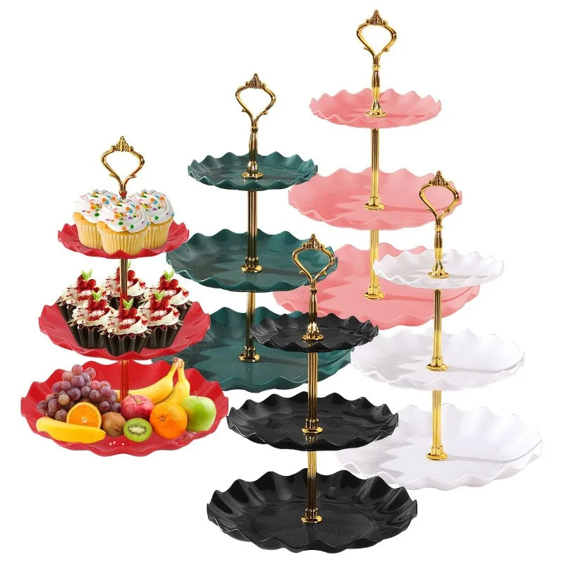 Cake Stand Plastic Dessert Stand Cupcake Holder Multi Layer Fruit Tray for Graduation Party Birthday Wedding Dessert Display