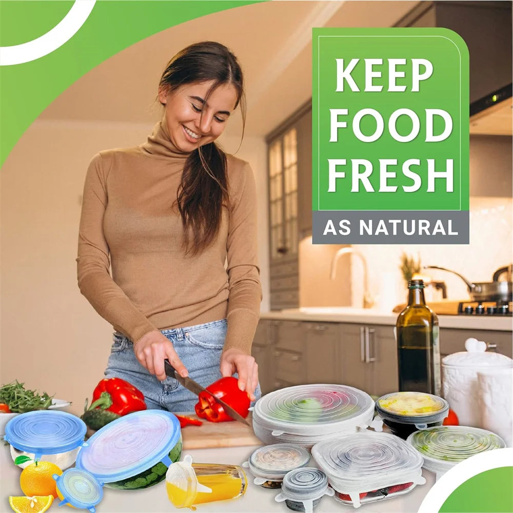 6Pcs Food Grade Silicone Preservation Cover Reusable Airtight