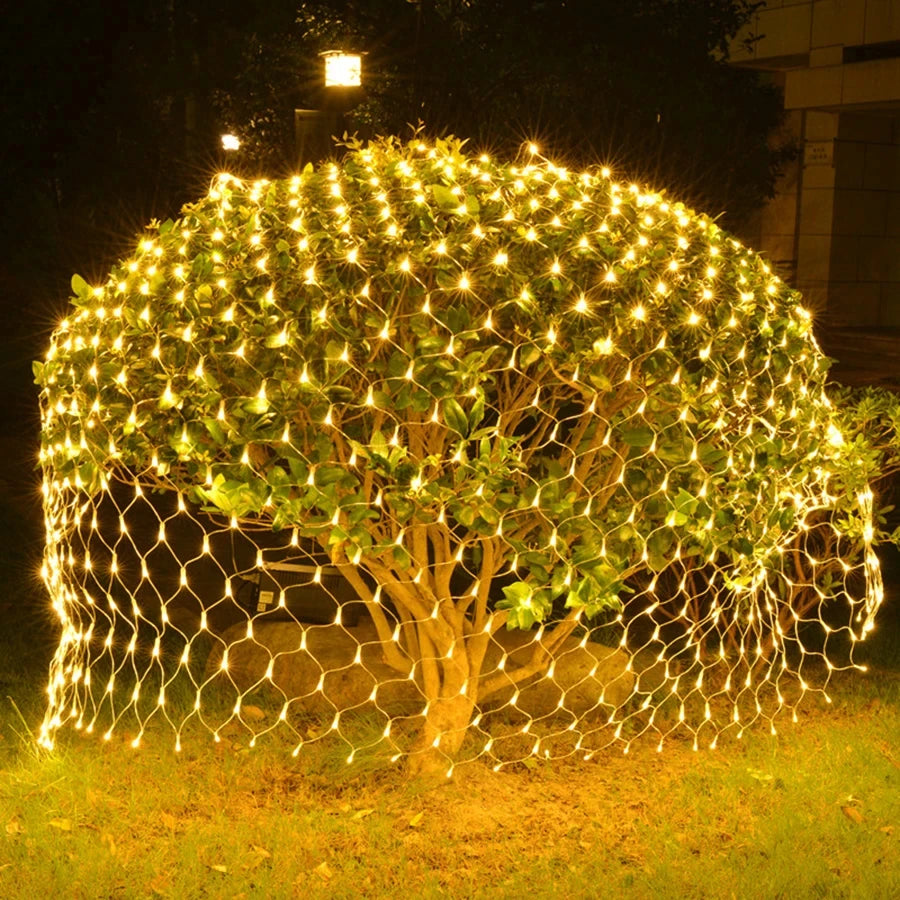 Room Decor Curtain LED Net Mesh Fairy Lights String EU/US Plug Christmas Wedding Garland for Bedroom Garden Wall outdoor