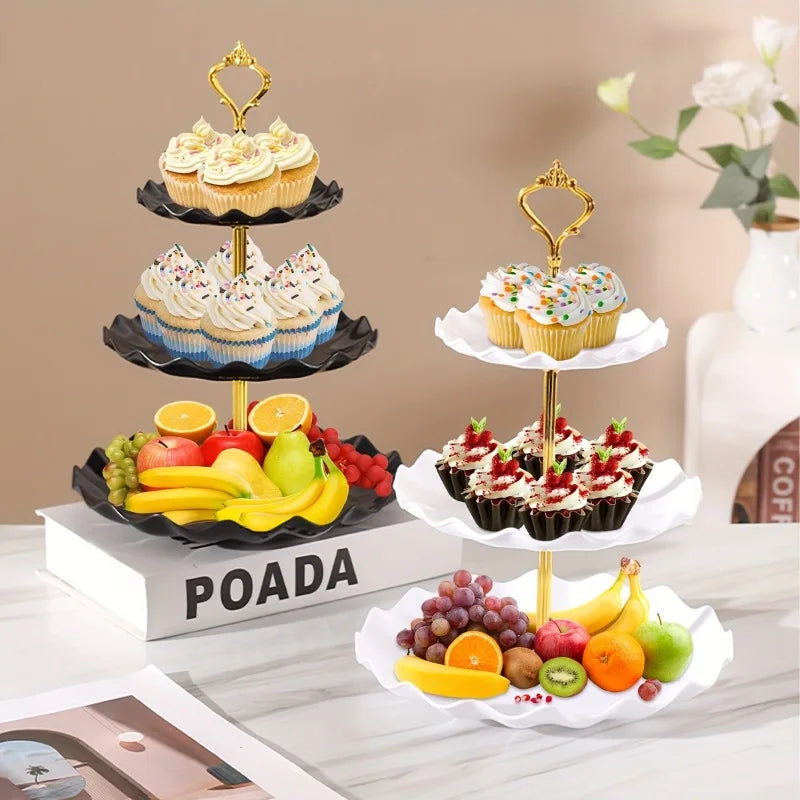 Cake Stand Plastic Dessert Stand Cupcake Holder Multi Layer Fruit Tray for Graduation Party Birthday Wedding Dessert Display
